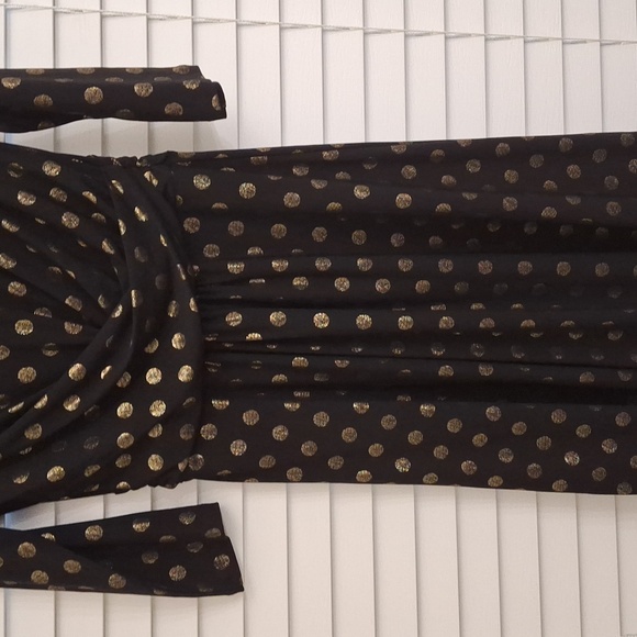 Tommy Hilfiger Petite Metallic Dot Ruched-Waist Dress - Picture 3 of 8